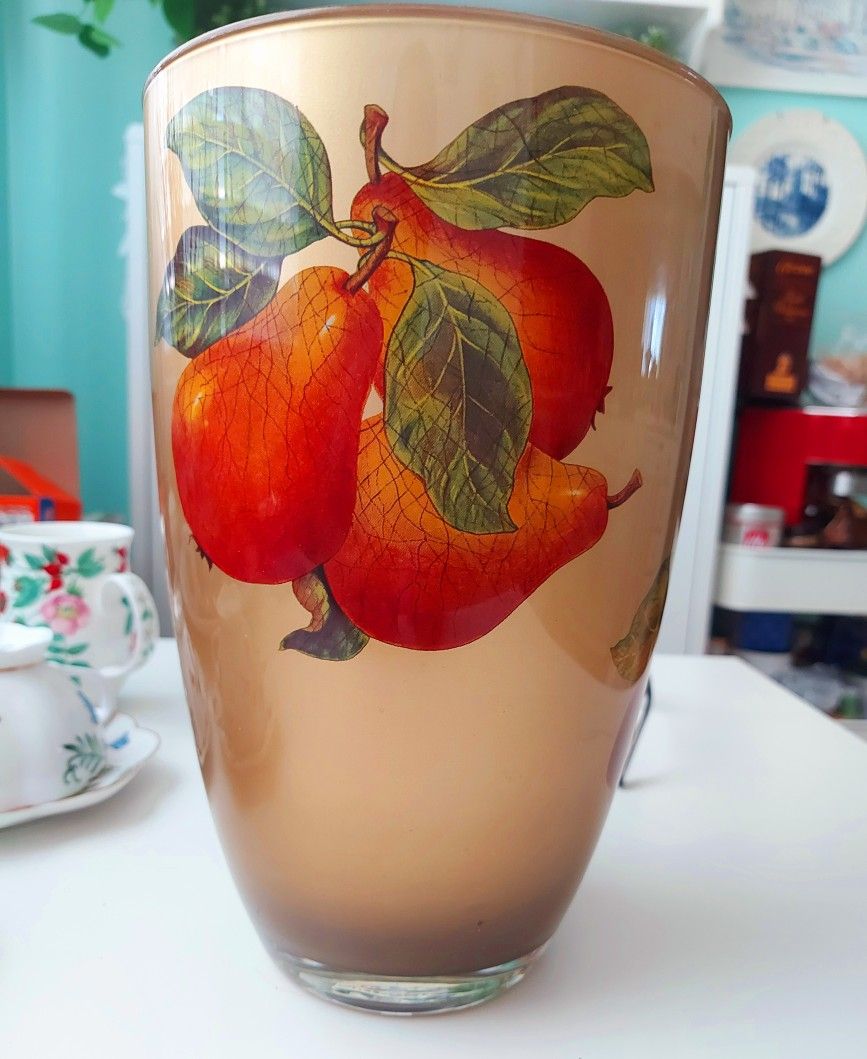 Gold Murano Glass Handpainted ITALIAN VASE