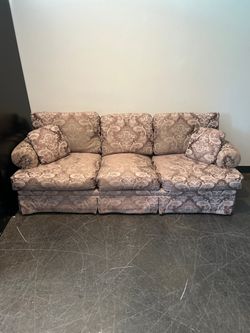 Damask Pattern Maroon Three Seat Sofa