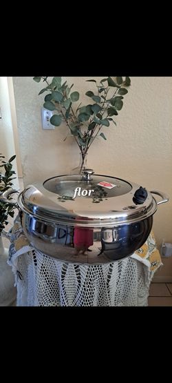 CACEROLA ANCHA DE 22 QT DE ACERO INOXIDABLE 5-PLY VIDA SANA PRINCESS HOUSE 🌻