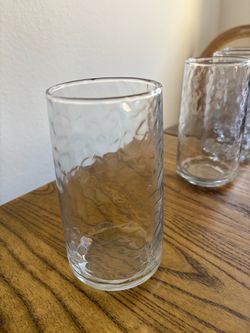 Set of 16 Textured Glass Tumblers – 8 Tall + 8 Short (never used)