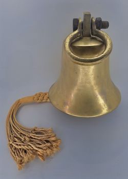 Authentic Brass Ship’s Bell, Maritime Bell with Cat-O'-Eighteen-Tails Lanyard, Heavy Cast Brass c. Pre-1960