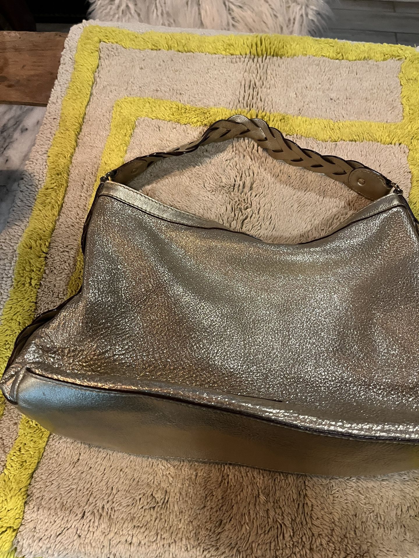 Nice Gold Kate Spade Bag W/polka Dot Lining