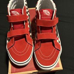 Red/black/white checkered vans