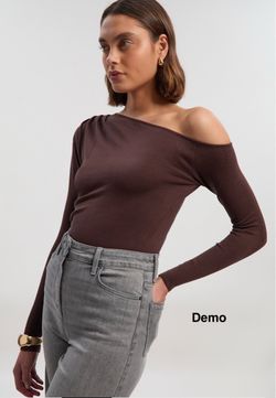 KarenMillen Viscose Blend Asymmetric Jumper - Chocolate (XS)