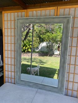 Gd. Cond. 44”x 31” Beveled Glass Wood Frame Mirror