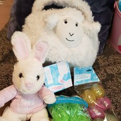 Plush Lamb Easter Basket With Goodies 