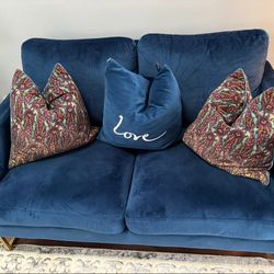 Blue Velvet Loveseat 