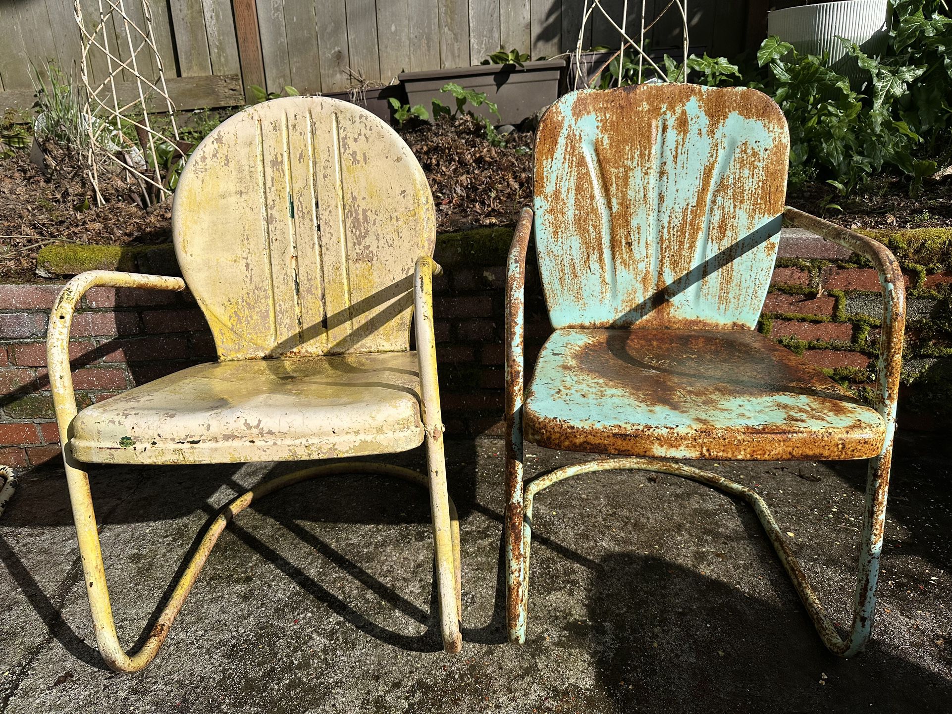 Authentic Vintage Midcentury 1950’s Outdoor Metal Shell Chairs