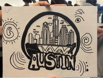 1/1 Austin Tx hand painted drawing (CUSTOMIZABLE)