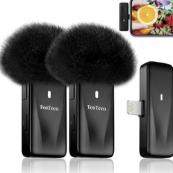 2-Pack Wireless Lavalier Microphone for iPhone iPad,Wireless Lavalier Microphone Built-in DSP Noise Reduction Chip,CD-Level Lossless Sound Quality Min