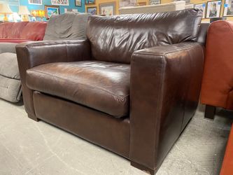 CRATE & BARREL Dark Brown Leather Armchair