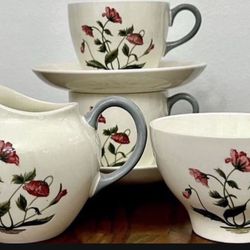 Vintage Wedgewood mayfield (2) cups and saucers (2) sugar bowl and creamer  In excellent condition  6 pieces in total
