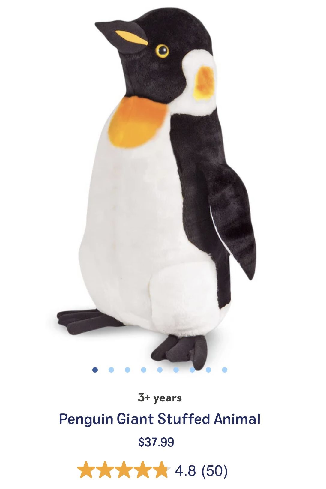 Like New! Melissa & Doug Giant Penguin - Lifelike Stuffed Animal (nearly 2 feet tall)