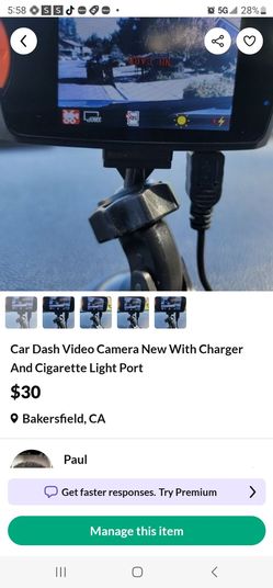 Car dash video camera .Has cigarette lighter charge port