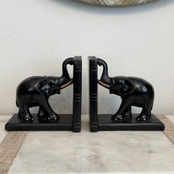 Alexander Backer ABCO Vintage Mid Century Pair of Black Ebony Elephant Bookends