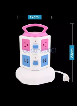 Vertical Multi Socket Outlets Charger 7 outlets 2 usb ports New