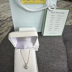Na Hoku Pearl Factory Akoya Pearl Pave’ Diamond 14k Gold Pendant Necklace 