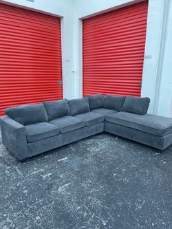 2 PIECE DARK GRAY SECTIONAL good condition