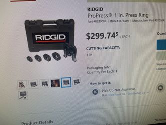New Ridgid 1 inch pro press Ring for pipe copper never used still in plastic for sale  $220