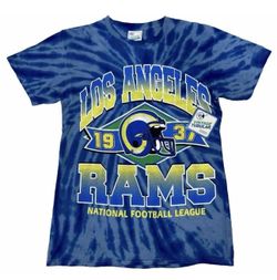 Los Angeles Rams Blue Tie Dye T Shirt Mens Small New 47 Brand Vintage Tubular