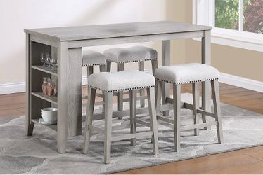 Light grey cute 5 piece counter height set firm price $380
