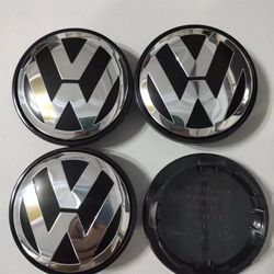 55 4pc VW Golf Passat Jetta Chrome & Black 55mm Center Cap for Volkswagen VW SET x4 VW 55