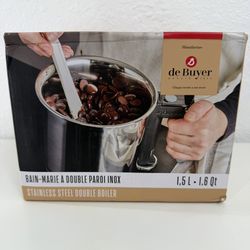 De Buyer FRANCE 1.5L 6Cup Bain-Marie Double Boiler Stainless Pot Sauce Pan NEW