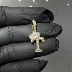 10k Gold Initial With A Little Less Then 1ct