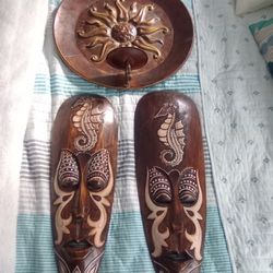 2 African Mask 1 Sun Candle Holder