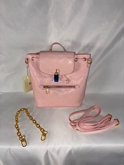 Pink Monogram-Embossed Mini Backpack – Gold-Tone Accents