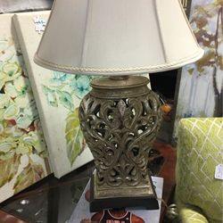 Lamp, Champagne In color, would go with silver or gold