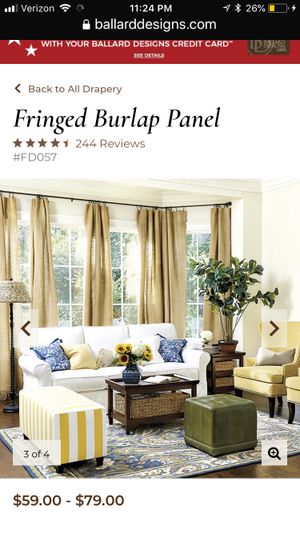 Ballard Designs Fringed Burlap Curtains And Queen Bed Skirt For