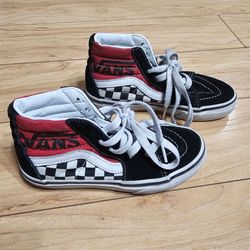 Vans Sk8-Hi High Top Back Zipper Sneaker Black White Red Checkered / Size: 13