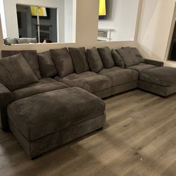 Brand New Corduroy Lined Sectional Set