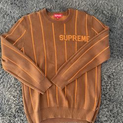 SUPREME 13 KNITTED STRIPED SWEATSHIRT BROWN ORANGE | Size Men  Medium