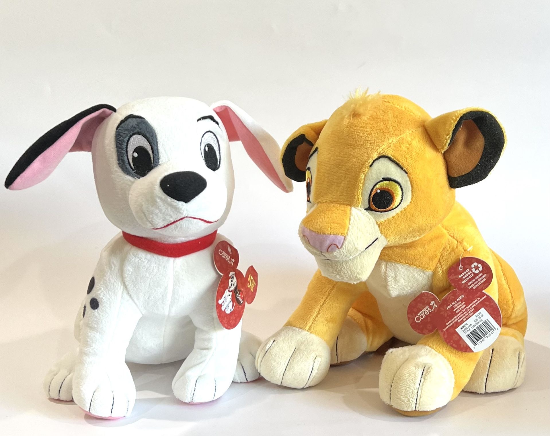 New with Tags! Disney 101 Dalmatians “Patch” & Lion Kings “Simba” Plush 11”