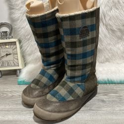 Sorel Mackenzie Plaid Shearling Lined Tall Winter Snow Boots Womens 9.5 