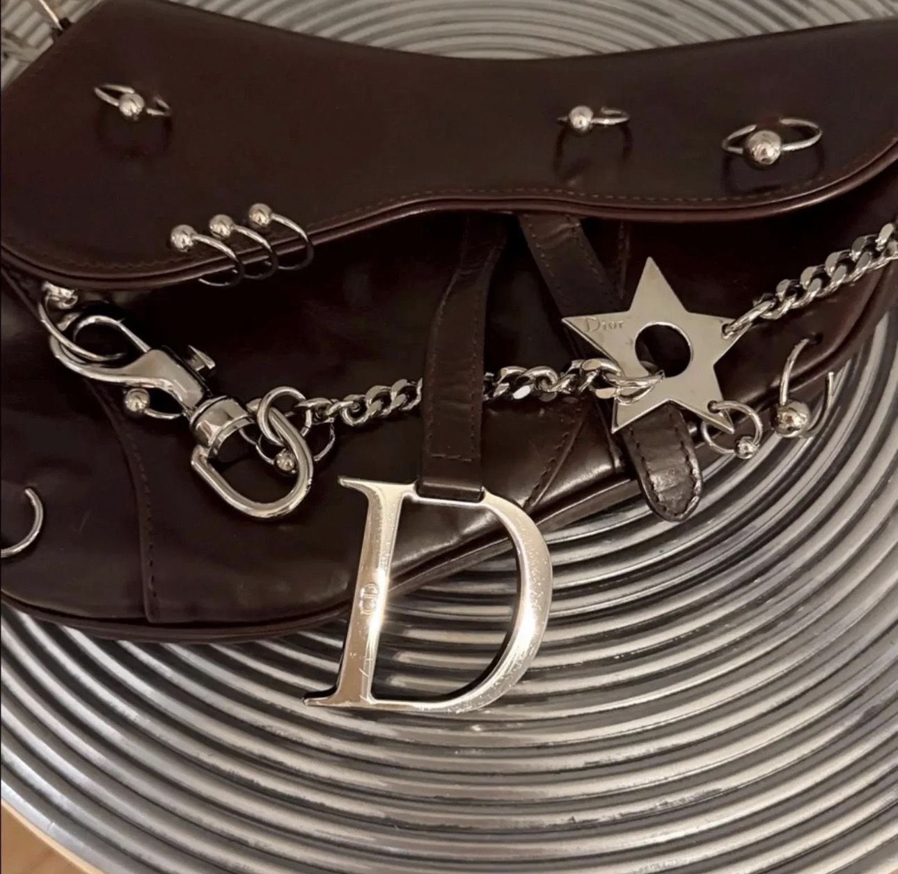 AUTHENTIC early 2000s y2k Dior pierced hardcore saddle shoulder 