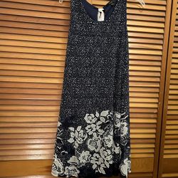 Blue And White Embroidered Dress