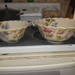 2pc Set Gorgeous Flowers Mixing Decrative Bowl Set 9 Firm