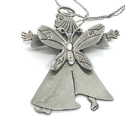 Sweet Butterfly Winged Angel. .925 Chain