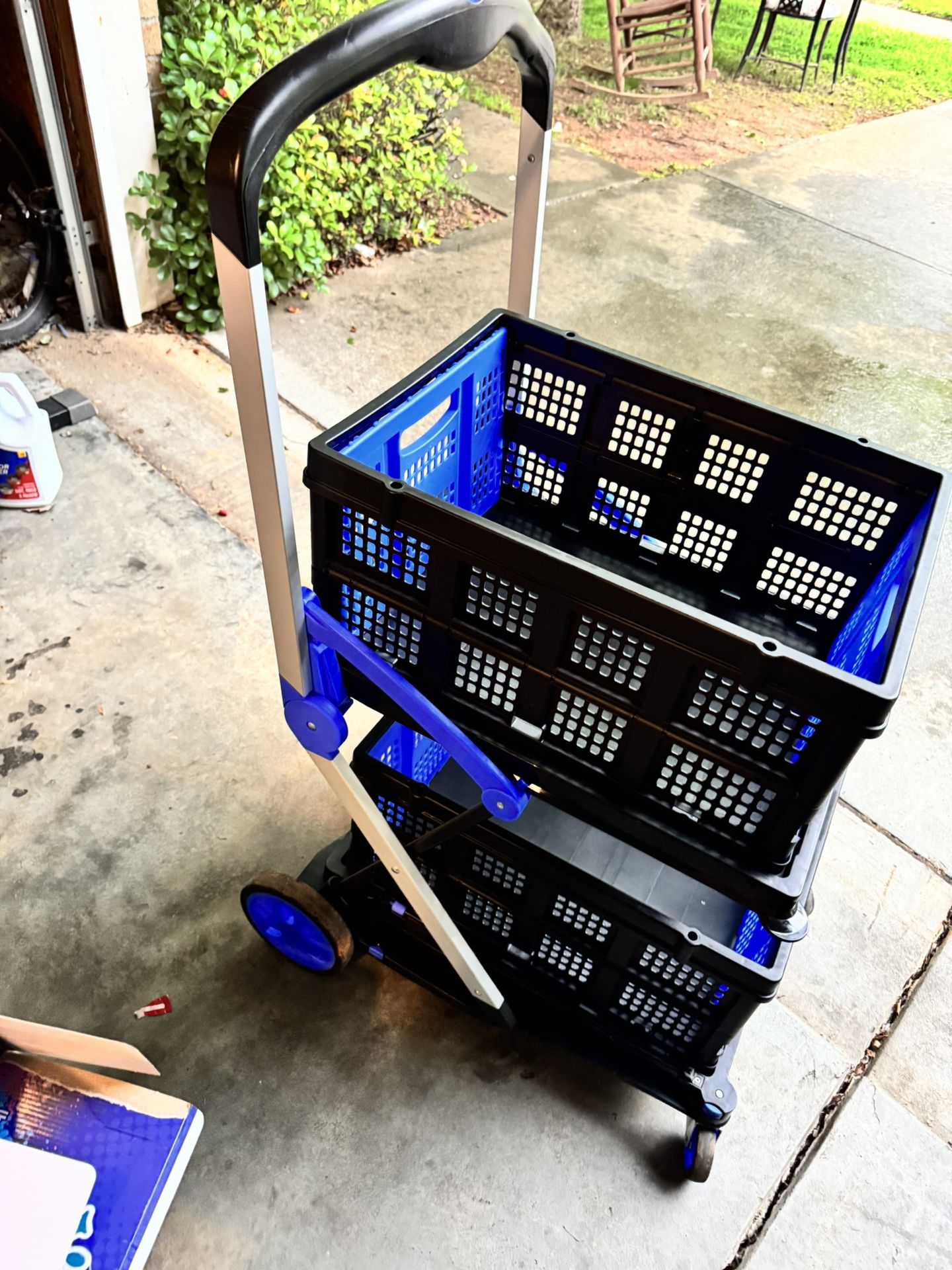Multifunctional Folding Cart with Wheels,Two Layers Collapsible Utility Cart