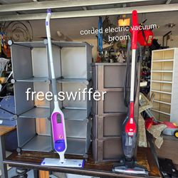 Electric vacuum broomstick and bonus-free Swiffer mop