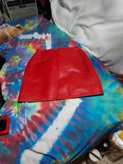 Red Leather Lams Skin Mine Skirt