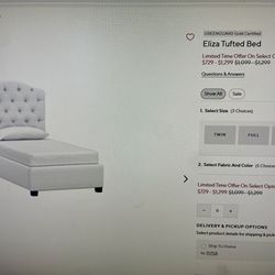 Eliza Tufted Bed - Twin / PB Teen