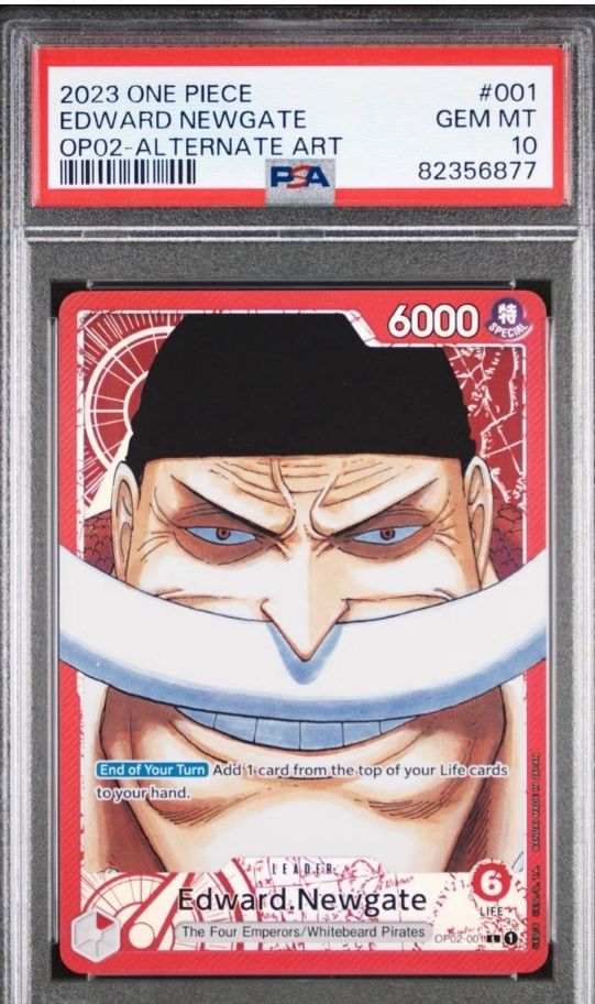 One Piece TCG / Cards - PSA 10 Edward Newgate Alternate Art Leader OP02-001