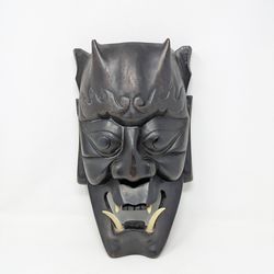 Vintage Japanese Hand-Carved Noh Theater Hannya Demon Mask
