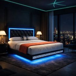 Mattress + Luxury Queen bed with LED lights