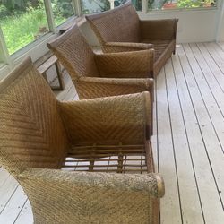 Rattan Furniture (bench, 2 chairs)