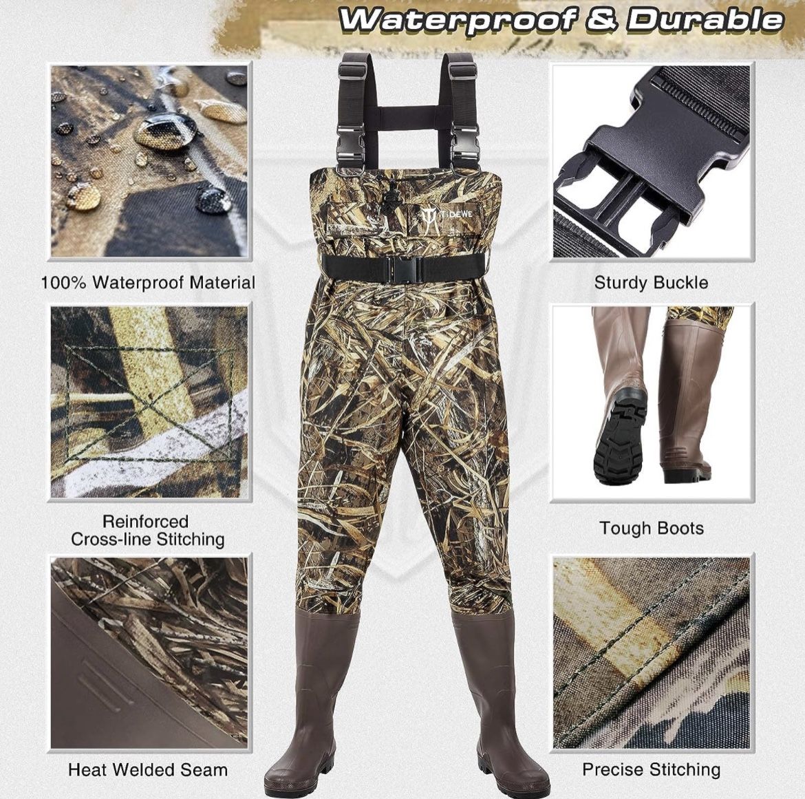 TIDEWE Chest Waders with Mesh Lining(Upgraded) Fishing Hunting